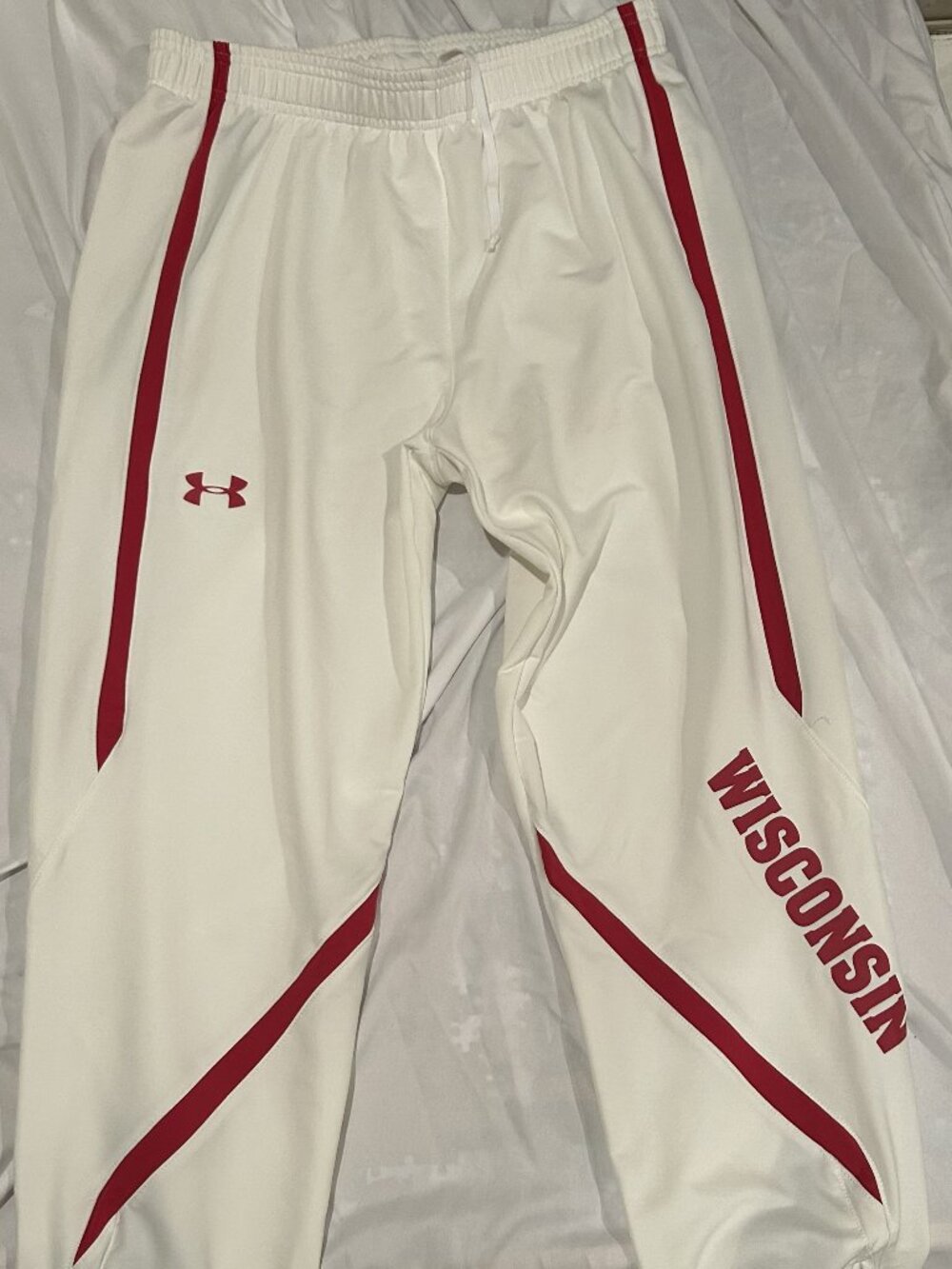 Under Armour White Wisconsin Badgers On-Court Warm-Up Pants Size Mens M